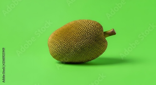 Whole Jackfruit on Green Background