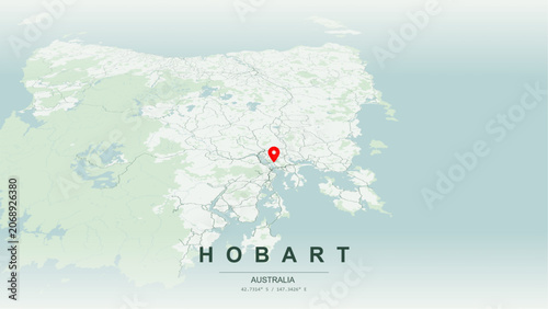 Foto Modern minimalist vector map of Hobart, Tasmania, Australia