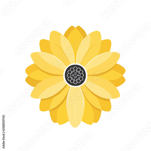 Yellow Sunflower Flat Vector Illustration