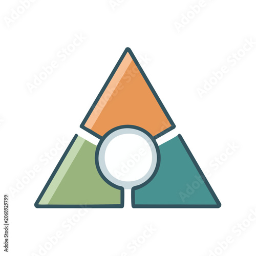 Abstract triangular logo with circle and geometric shapes