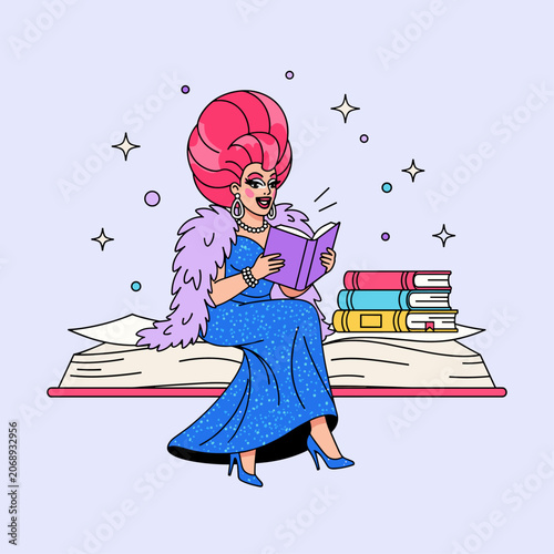 Joyful Drag Queen Story Hour Flat Vector Illustration
