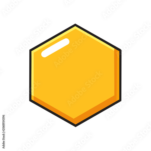 Orange hexagon vector icon with transparent background