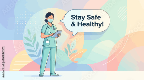 Medical Professional with Safety Message - Illustrated Concept