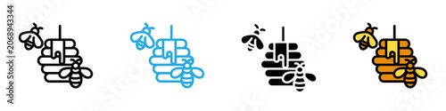 Schilderij op canvas Beehives multi - style icon design concept