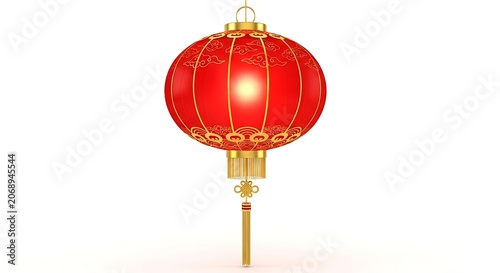 Traditional red lantern with gold accents and tassel