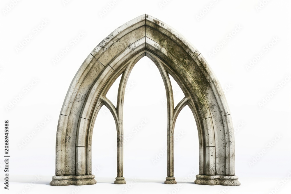Naklejka premium Trefoil arch architecture white background spirituality.
