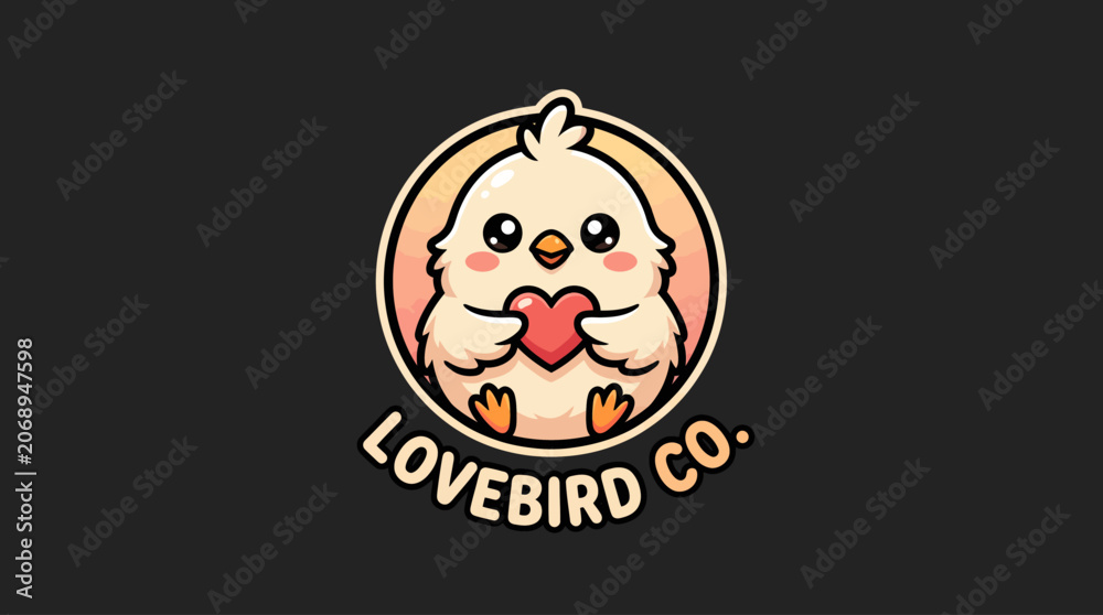 Obraz premium Cute Lovebird Character Logo Design for Brand Identity.
