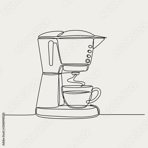 Continuous line art coffee maker
