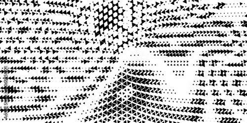 Abstract geometric black and white graphic design print halftone triangle pattern