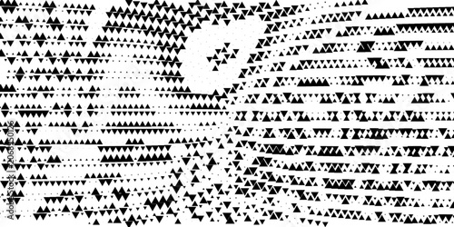 Abstract geometric black and white graphic design print halftone triangle pattern