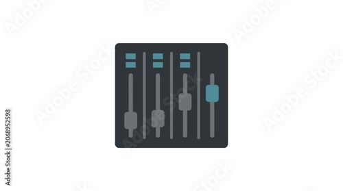 Simple Audio Mixer Fader Icon for Sound Adjustment, Isolated White Background.