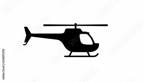 Tableau sur toile Black helicopter icon, silhouette aircraft, vector plane, rotorcraft symbol