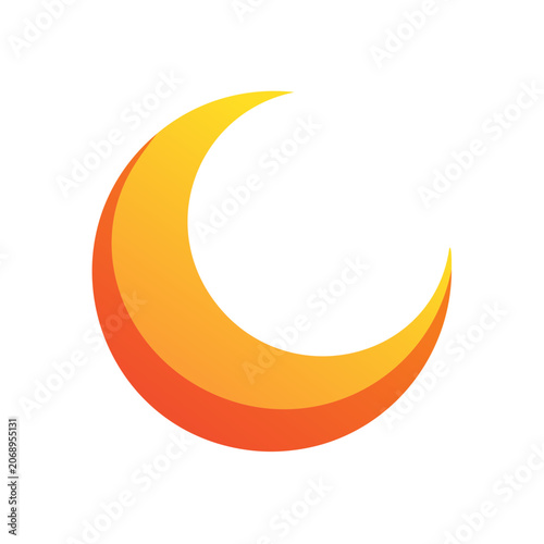 Flat crescent moon vector icon