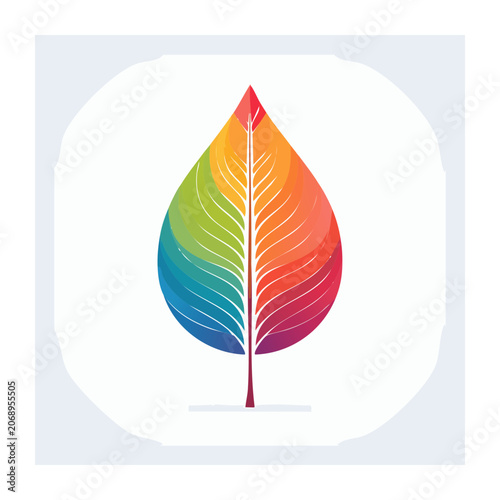 Rainbow gradient leaf illustration on white background