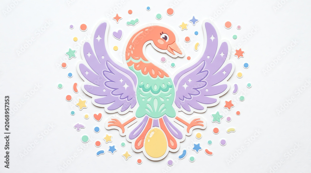 Naklejka premium Sankofa Bird Pastel Sticker for Heritage Learning Art