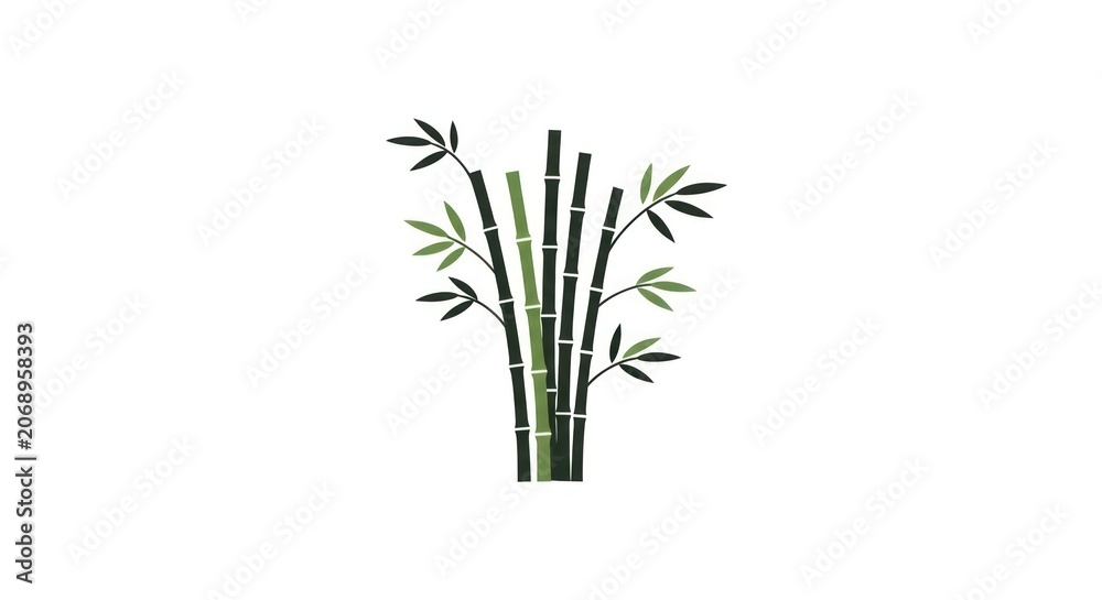 Obraz premium Bamboo plant with green leaves.