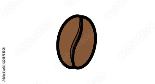 Single Roasted Coffee Bean Illustration Isolated on White Background.