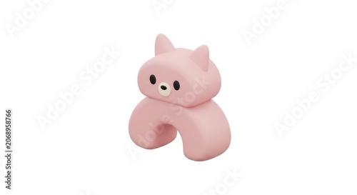 Cute pink piglet toy figurine sitting.