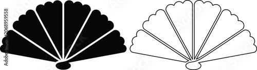Obraz na plátně decorative folding fan icon set with black solid and outline styles, elegant Jap