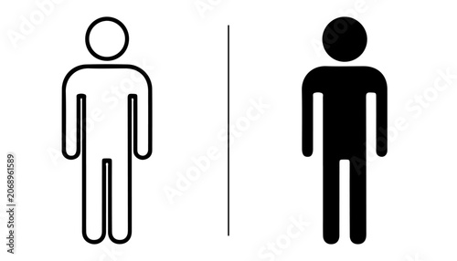 Φωτογραφία Binary Identity: A stark visual representation of duality, contrasting a white silhouette of a person with its black counterpart, separated by a simple vertical line