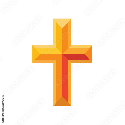 Golden Cross Vector Icon with Gradient Colors
