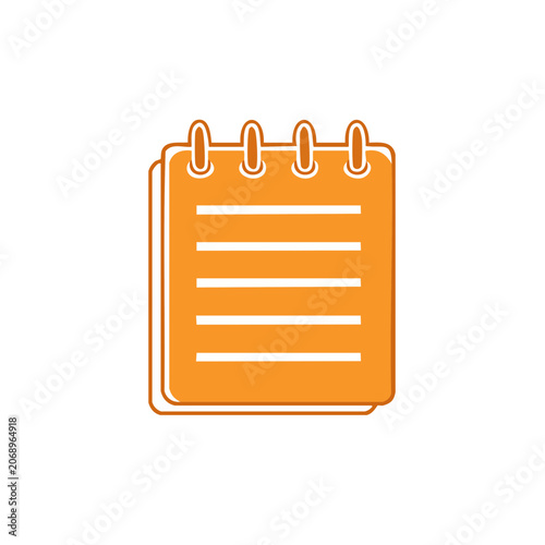 Orange spiral notepad icon with lined paper