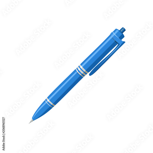 Blue ballpoint pen vector illustration