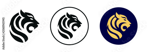 Photography Chinese zodiac tiger symbol emblem icon set with badge variations