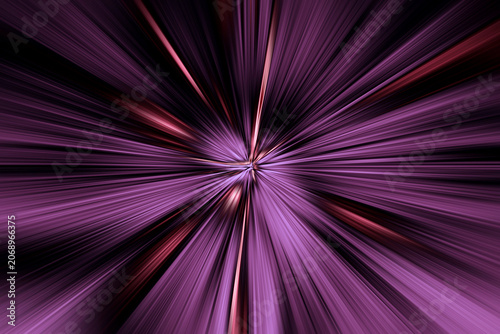 Abstract radial zoom blur in purple, pink and red tones, creating dynamic glowing light streaks radiating from the center with strong motion and depth.