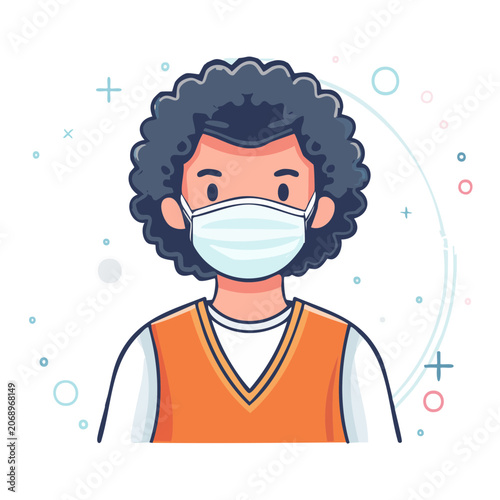 Flat illustration of person wearing face mask