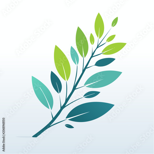 Flat vector illustration of a leafy branch