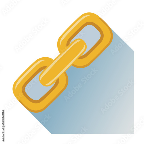 Golden chain link icon with long shadow