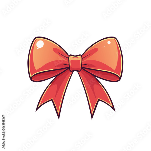Red gradient gift bow vector illustration