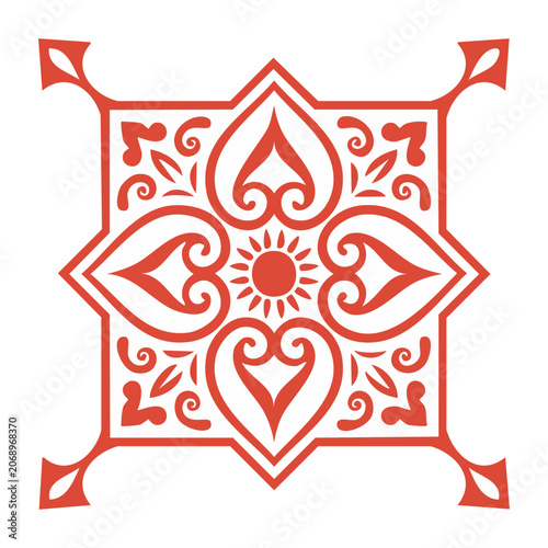 Red ornamental mandala vector design