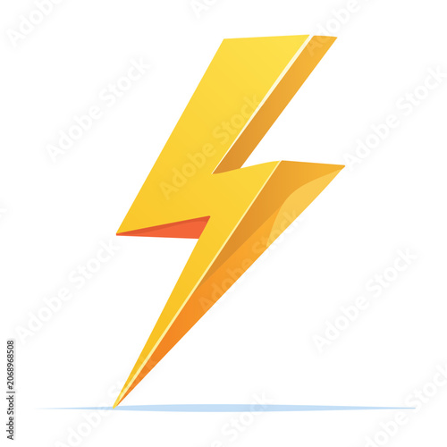 Yellow lightning bolt flat design illustration