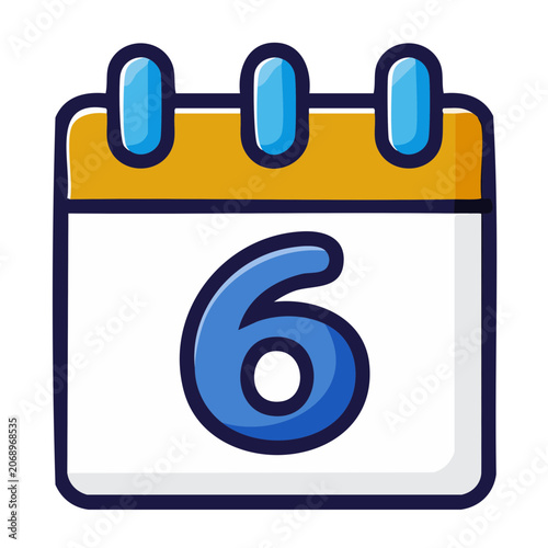 Calendar page icon with number 6