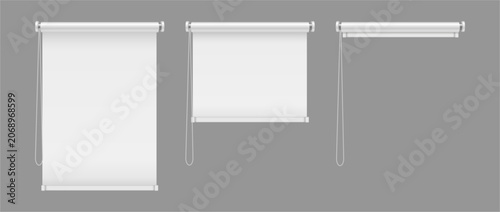 Canvas-taulu Roller blind mockup with rolled halfway open and totally closed views
