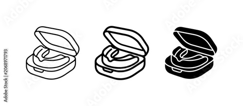 Obraz na płótnie Mouthguard Case Icons, Sports Protection Gear, Dental Guard Storage, Vector Set