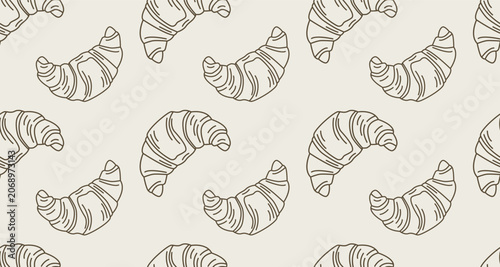 Foto Seamless Pattern of Croissants in a Minimalist Style.