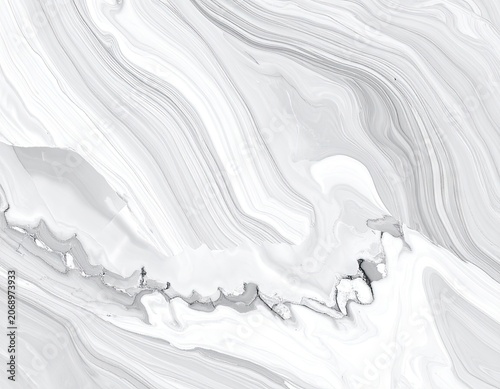 Swirling patterns of light gray and white emulate marble or flowing liquid