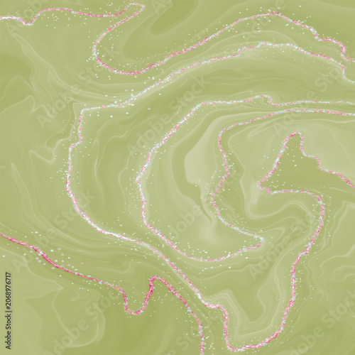 Green Marble with Glitter Swirls Background