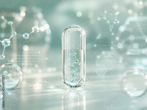 Clear Capsule on Mint Green Medical Background