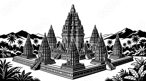 Prambanan Temple Complex Indonesia Landmark Architecture.