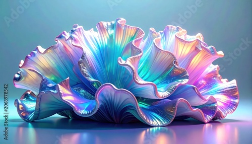 Iridescent Shell Artistic Digital Rendering Closeup.