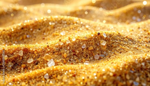 Close-up of Sandy Texture with Salt Crystals.