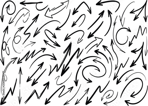 Hand drawn arrows in various directions for design