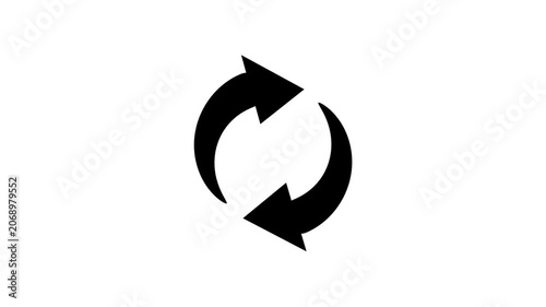 Black Circle Arrow Loading Animation Icon With Alpha Channel. Rotating, Progress Indicator, Process and Data Update Motion Graphic.