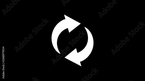 Video animation green arrow rotation icon load. video animation icon loading green arrows rotating in a circular shape. On a transparent background with zero alpha channel