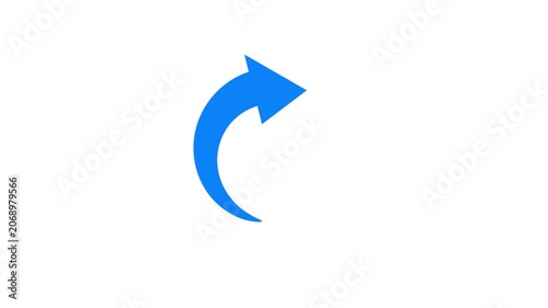 refresh icon arrow illustration on white background. Flat illustration showing a blue refresh icon with a circular arrow on a white background,