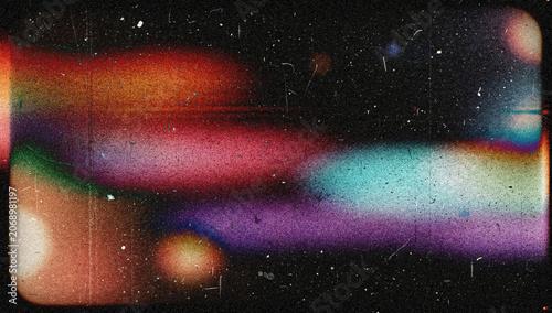 Schilderij op canvas Retro Film Overlay with Colorful Light Leaks, Red Pink Teal Purple Gradient, Scr